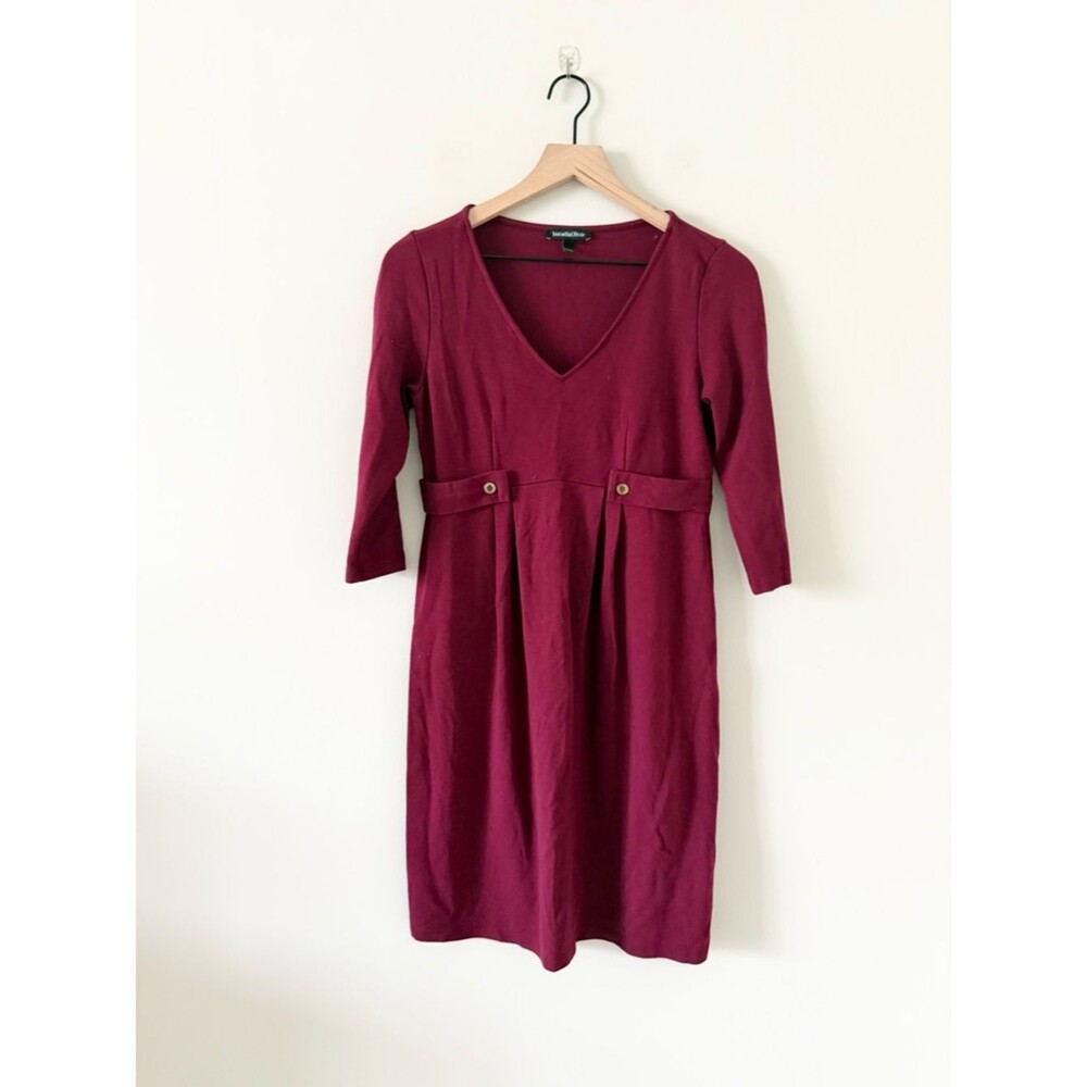 Isabella Oliver Maternity Maroon V-Neck Knit Dress Size 2 (S/M)